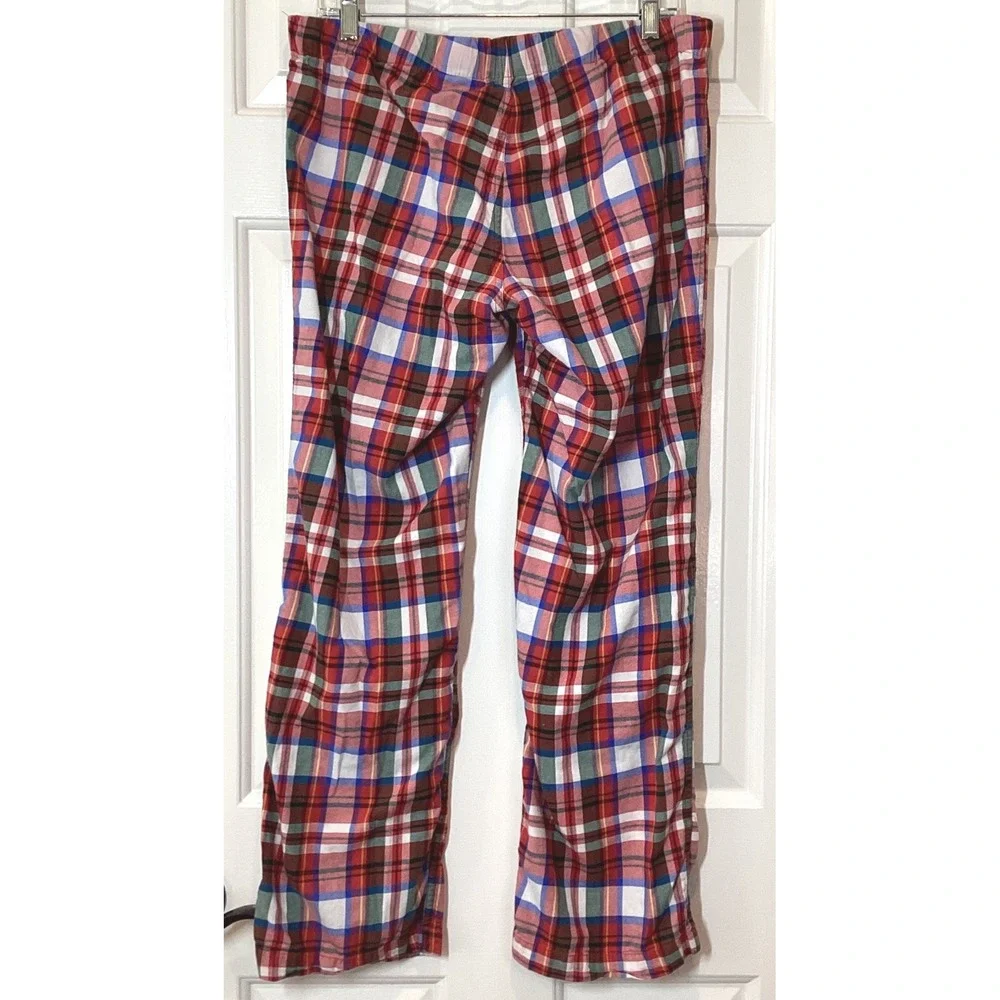 J. Crew Womens Red White Plaid Pajama Pants Cotton Tartan Pjs- Medium